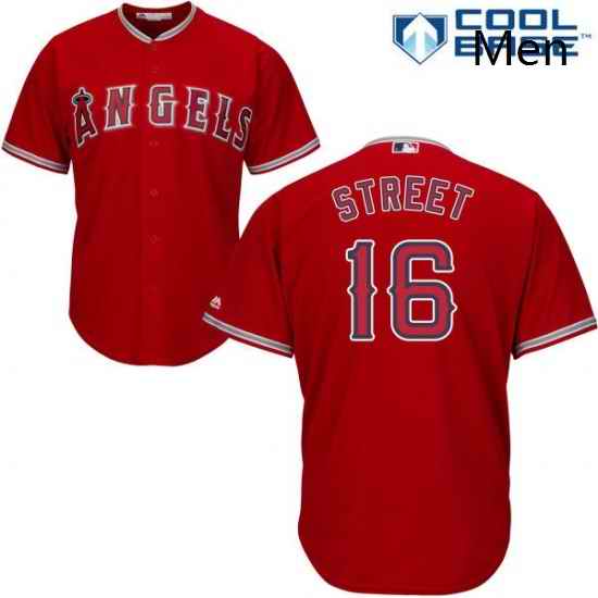 Mens Majestic Los Angeles Angels of Anaheim 16 Huston Street Replica Red Alternate Cool Base MLB Jersey